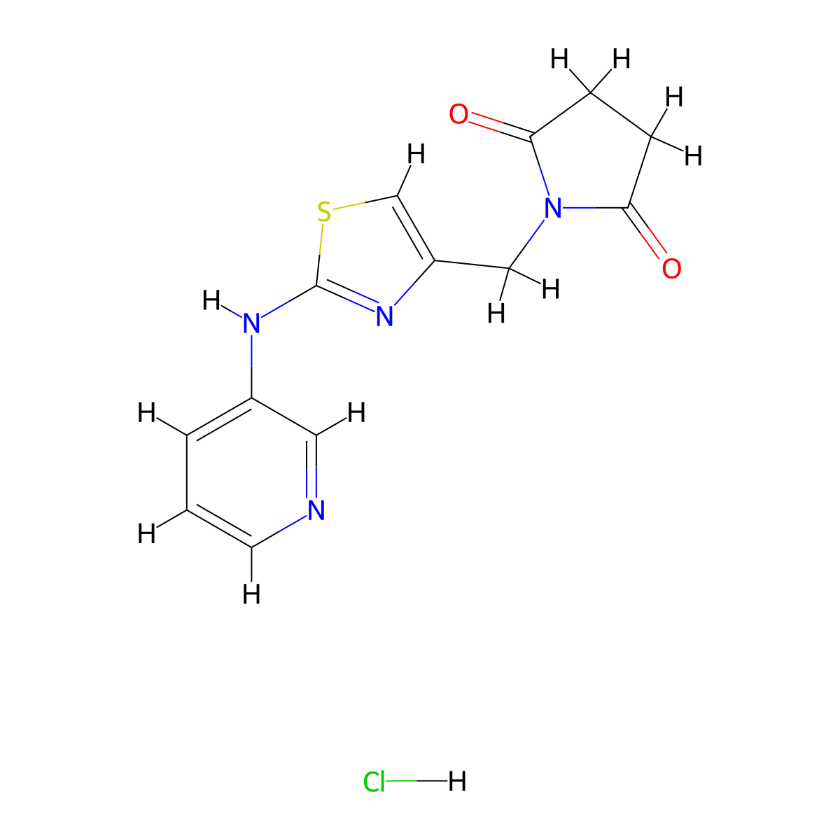 1-((2-(Pyridin-3-ylamino)thiazol-4-yl)methyl)pyrrolidine-2,5-dione hydrochloride molecular structure, CAS 2034302-09-3