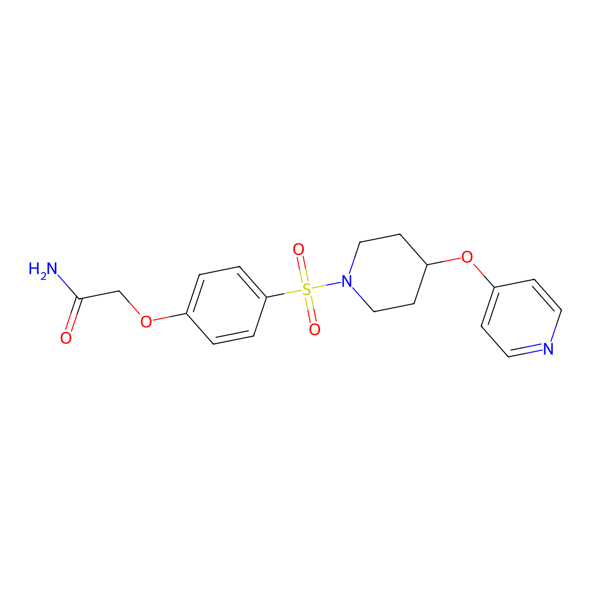 2-(4-((4-(Pyridin-4-yloxy)piperidin-1-yl)sulfonyl)phenoxy)acetamide molecular structure, CAS 2034302-10-6