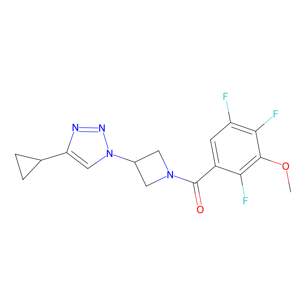 (3-(4-cyclopropyl-1H-1,2,3-triazol-1-yl)azetidin-1-yl)(2,4,5-trifluoro-3-methoxyphenyl)methanone molecular structure, CAS 2034302-11-7