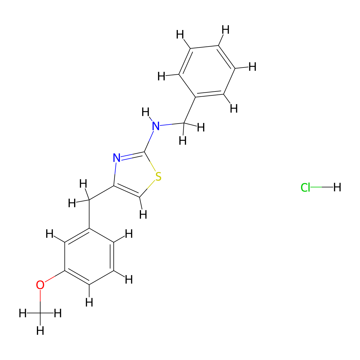 N-benzyl-4-(3-methoxybenzyl)thiazol-2-amine hydrochloride molecular structure, CAS 2034302-12-8