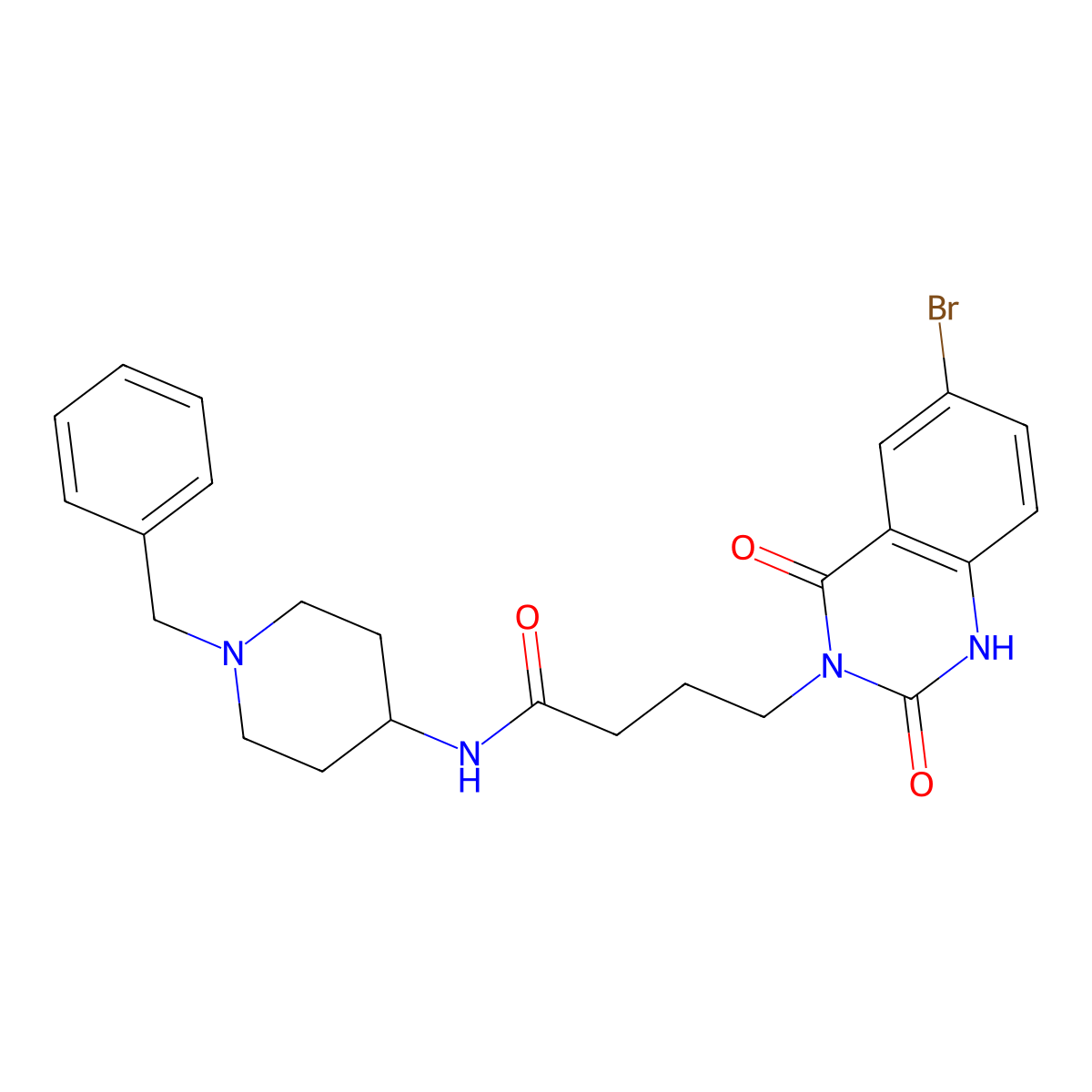 N-(1-benzylpiperidin-4-yl)-4-(6-bromo-2,4-dioxo-1,2-dihydroquinazolin-3(4H)-yl)butanamide molecular structure, CAS 2034302-13-9