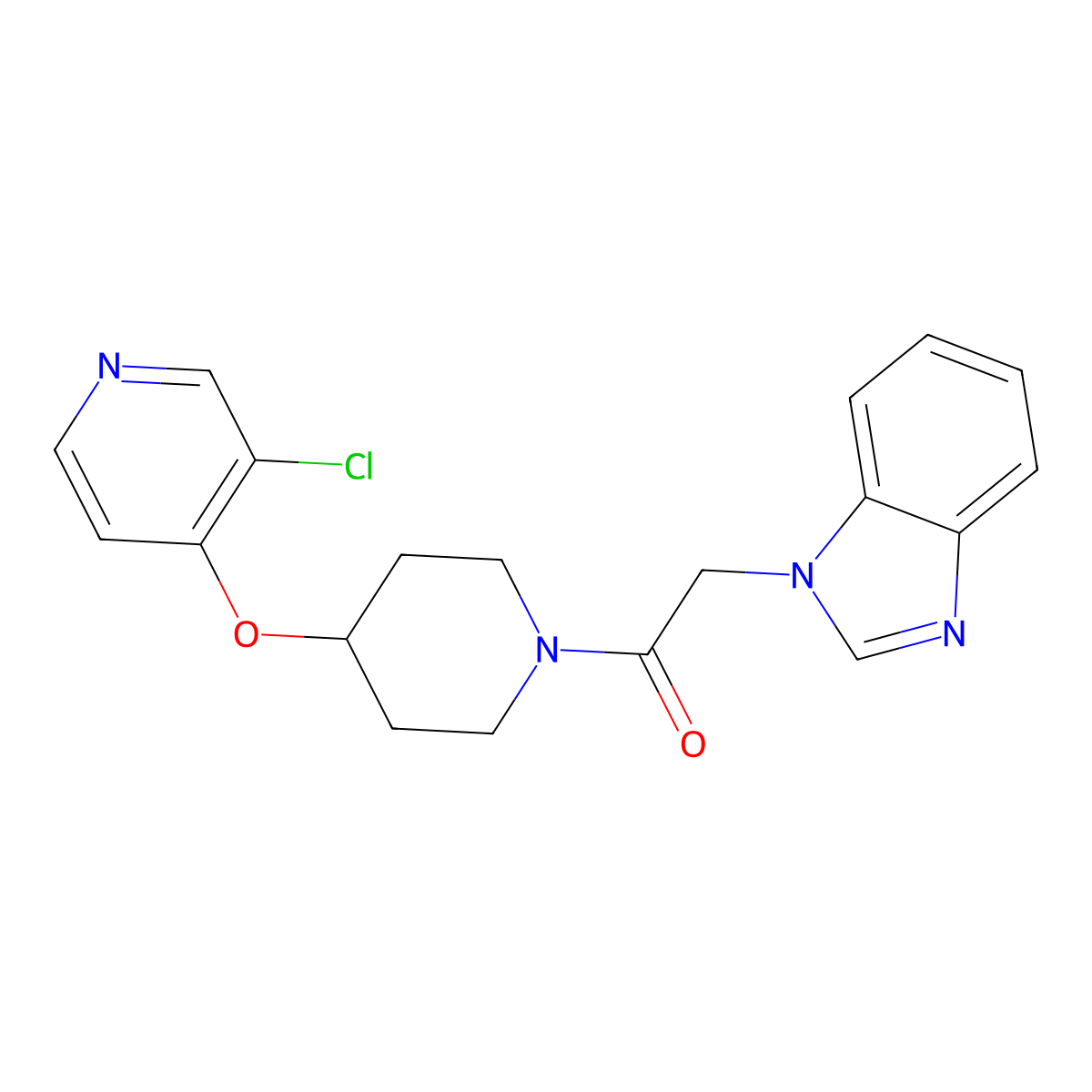 2-(1H-benzo[d]imidazol-1-yl)-1-(4-((3-chloropyridin-4-yl)oxy)piperidin-1-yl)ethanone molecular structure, CAS 2034302-15-1