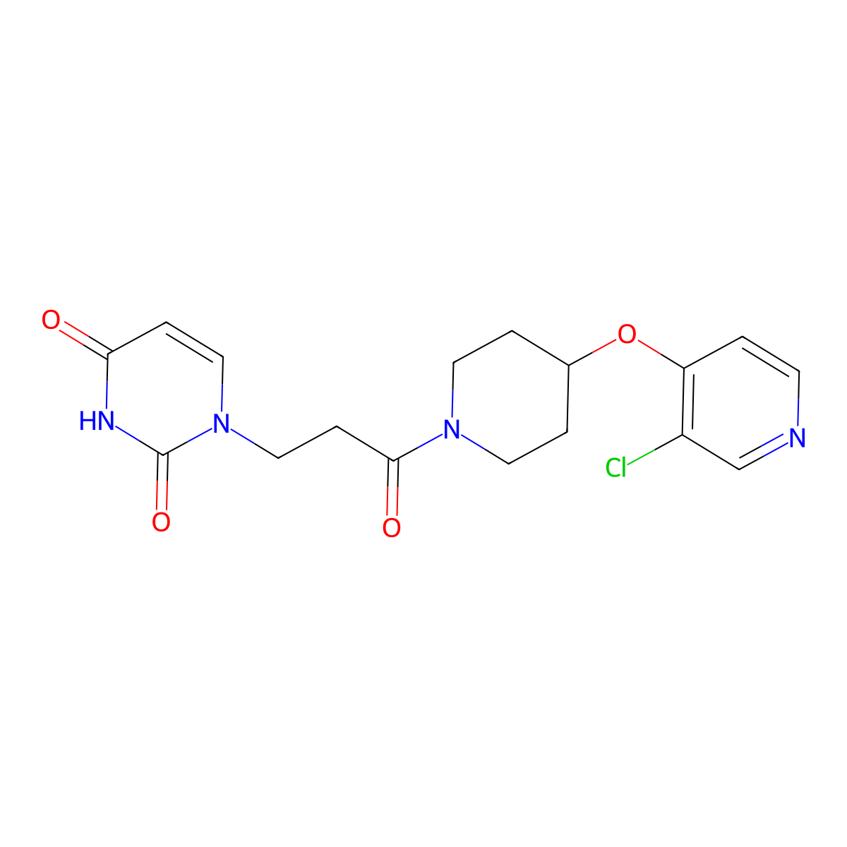 1-(3-(4-((3-chloropyridin-4-yl)oxy)piperidin-1-yl)-3-oxopropyl)pyrimidine-2,4(1H,3H)-dione molecular structure, CAS 2034302-20-8