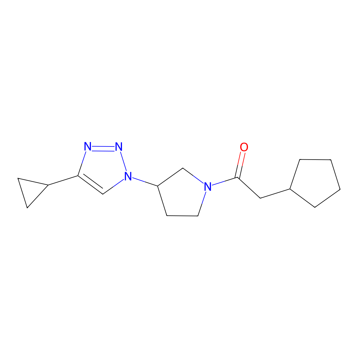 2-cyclopentyl-1-(3-(4-cyclopropyl-1H-1,2,3-triazol-1-yl)pyrrolidin-1-yl)ethanone molecular structure, CAS 2034302-22-0