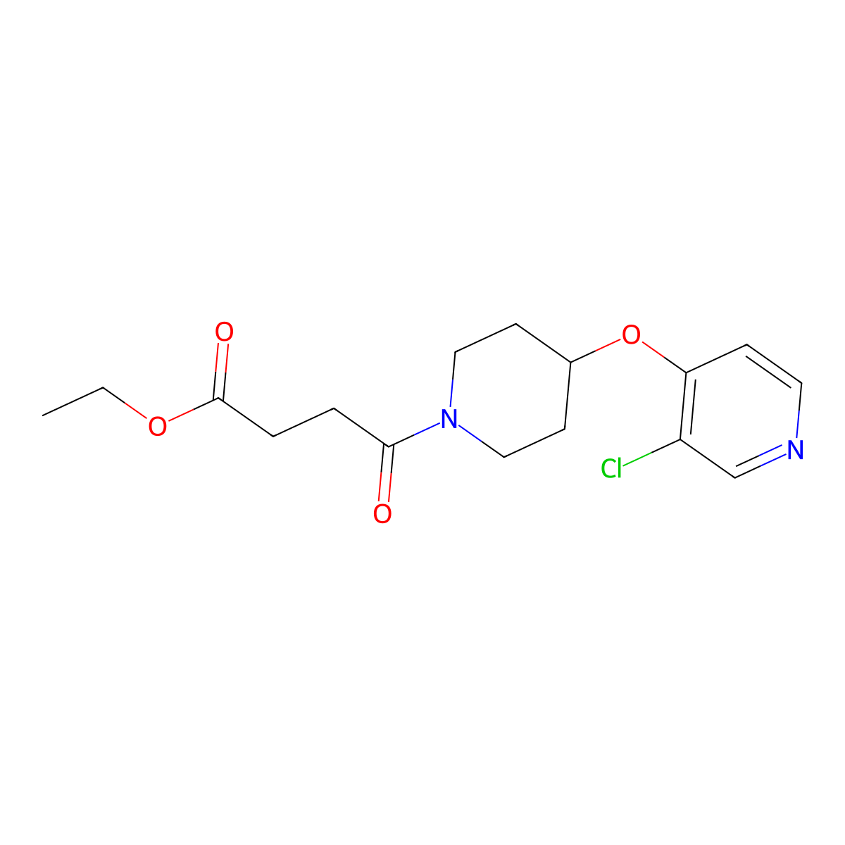 Ethyl 4-(4-((3-chloropyridin-4-yl)oxy)piperidin-1-yl)-4-oxobutanoate molecular structure, CAS 2034302-25-3