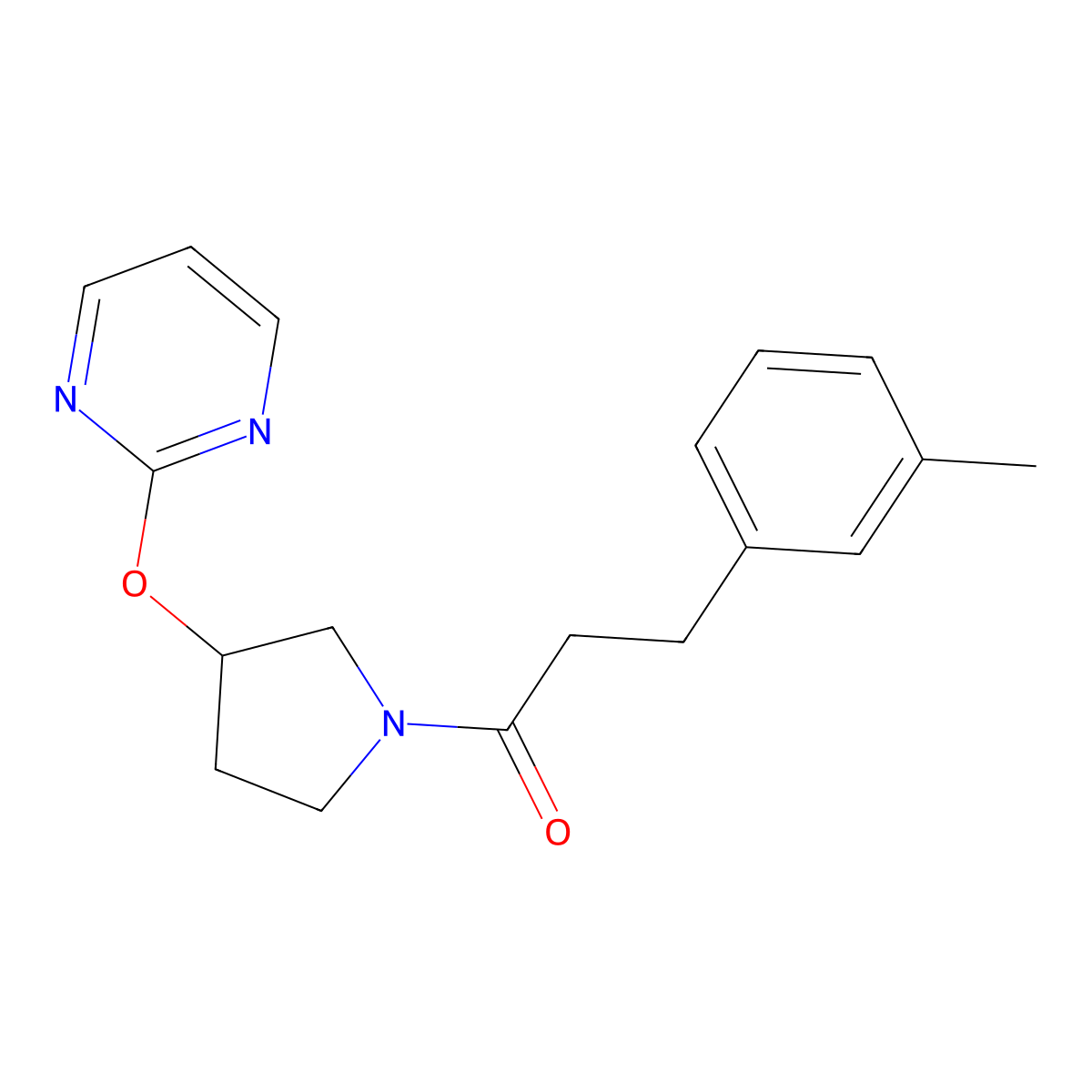 1-(3-(Pyrimidin-2-yloxy)pyrrolidin-1-yl)-3-(m-tolyl)propan-1-one molecular structure, CAS 2034302-26-4