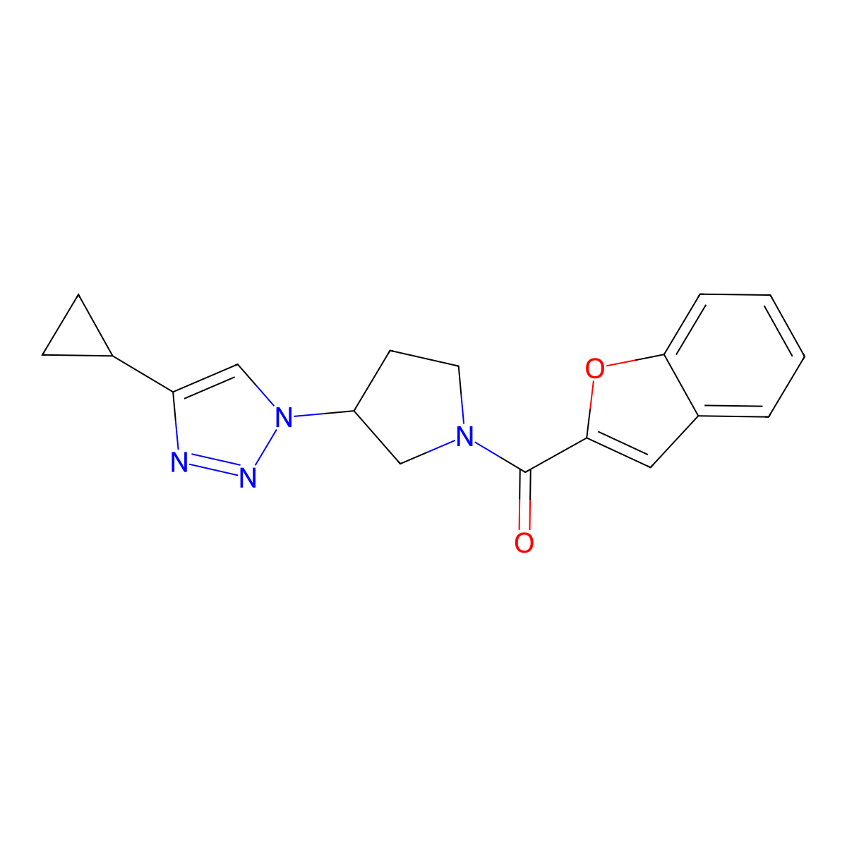 benzofuran-2-yl(3-(4-cyclopropyl-1H-1,2,3-triazol-1-yl)pyrrolidin-1-yl)methanone molecular structure, CAS 2034302-28-6