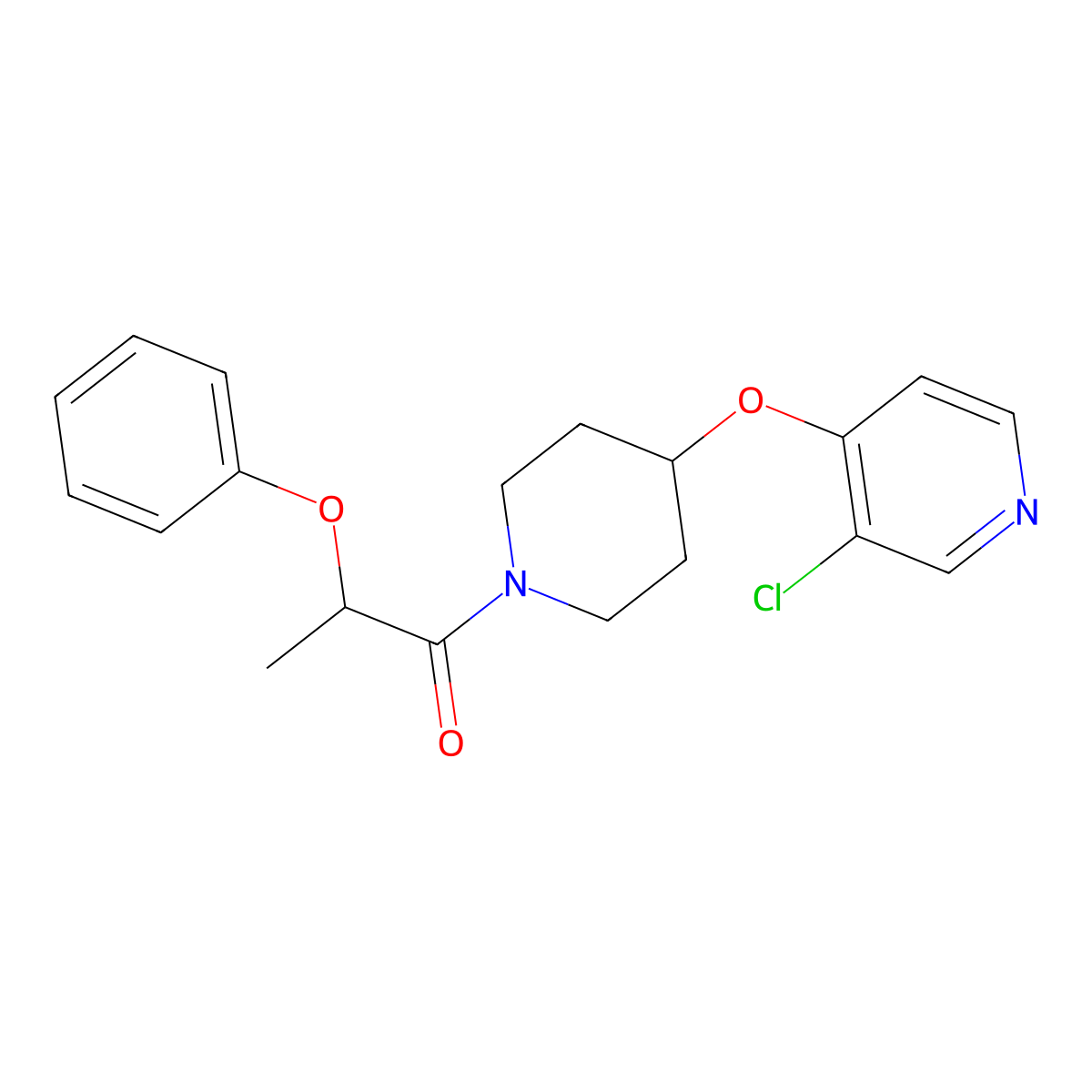 1-(4-((3-Chloropyridin-4-yl)oxy)piperidin-1-yl)-2-phenoxypropan-1-one molecular structure, CAS 2034302-36-6
