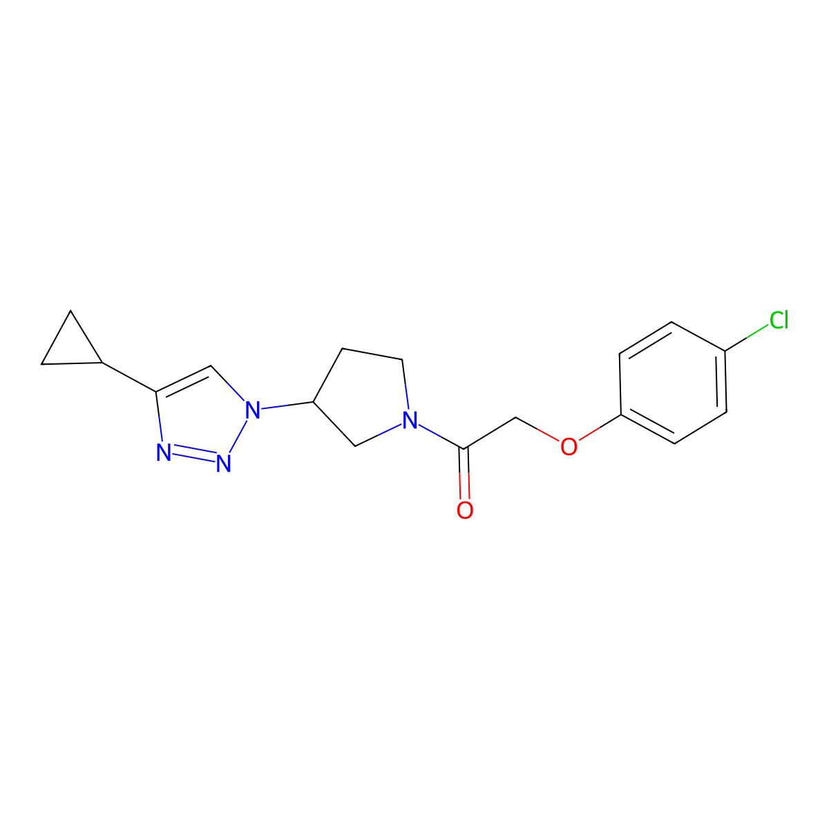 2-(4-chlorophenoxy)-1-(3-(4-cyclopropyl-1H-1,2,3-triazol-1-yl)pyrrolidin-1-yl)ethanone molecular structure, CAS 2034302-41-3