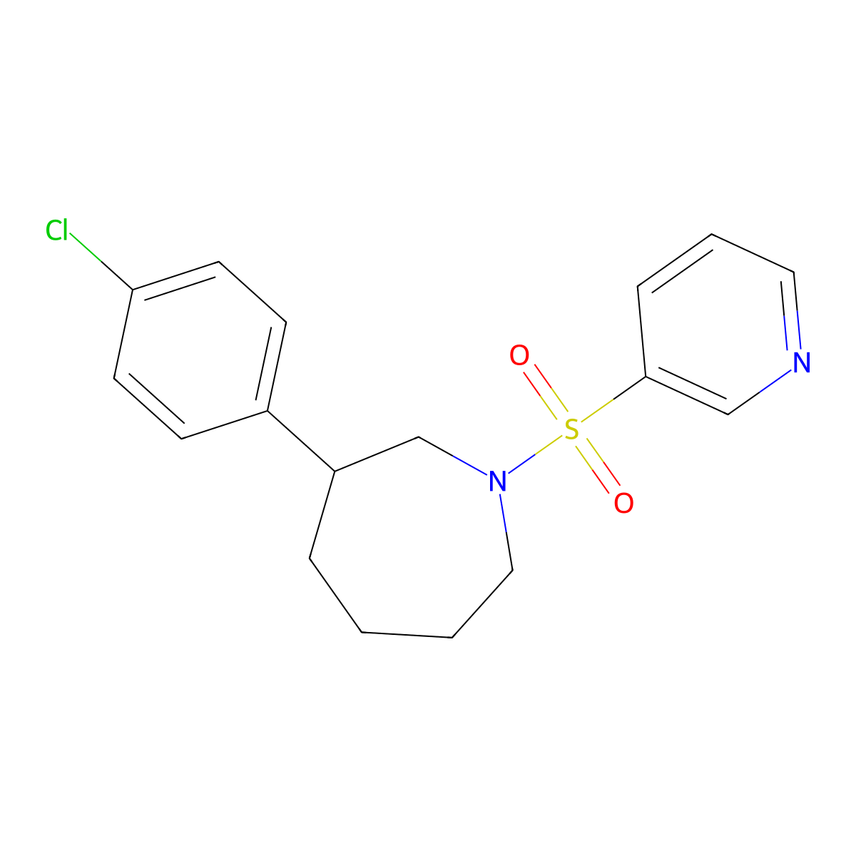 3-(4-Chlorophenyl)-1-(pyridin-3-ylsulfonyl)azepane molecular structure, CAS 2034302-42-4