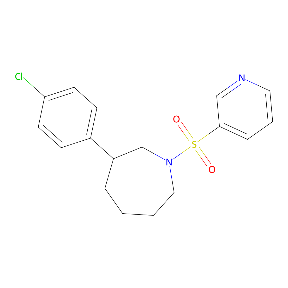 3-(4-Chlorophenyl)-1-(pyridin-3-ylsulfonyl)azepane molecular structure, CAS 2034302-42-4
