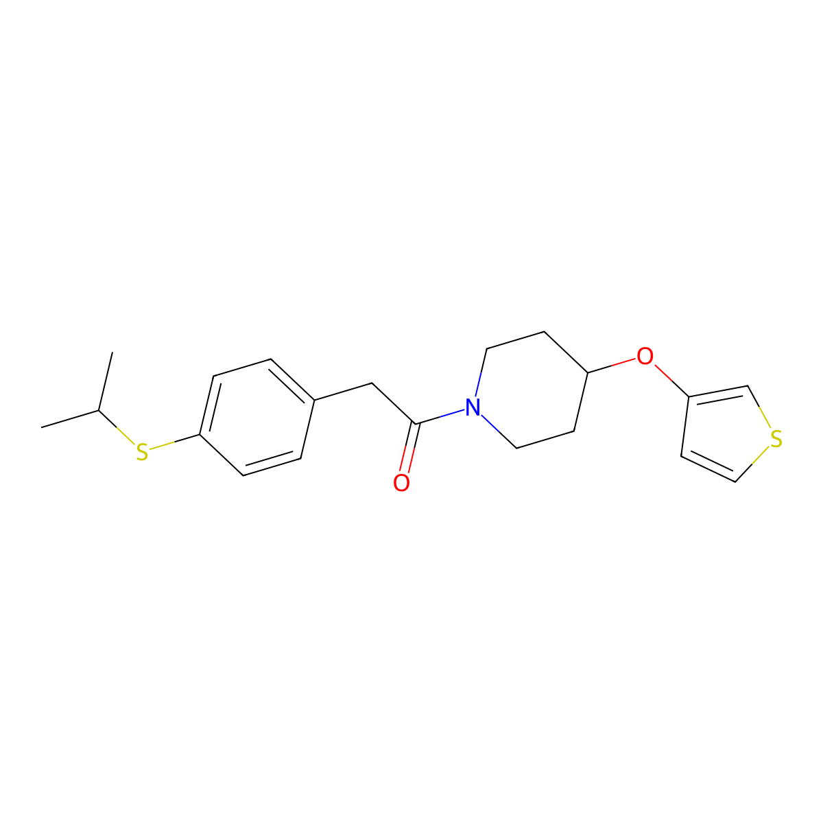 2-(4-(Isopropylthio)phenyl)-1-(4-(thiophen-3-yloxy)piperidin-1-yl)ethanone molecular structure, CAS 2034302-43-5