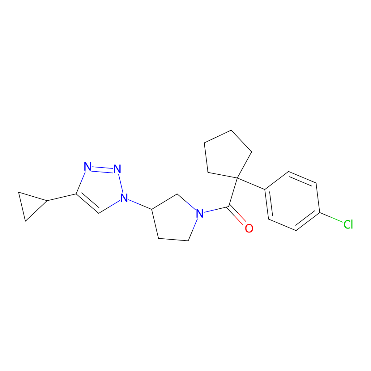(1-(4-chlorophenyl)cyclopentyl)(3-(4-cyclopropyl-1H-1,2,3-triazol-1-yl)pyrrolidin-1-yl)methanone molecular structure, CAS 2034302-52-6