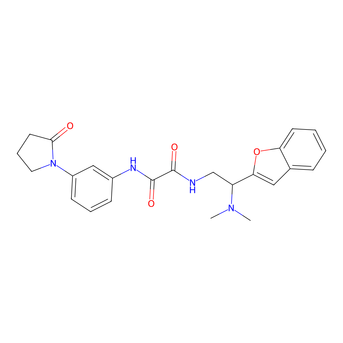 N-[2-(1-benzofuran-2-yl)-2-(dimethylamino)ethyl]-N'-[3-(2-oxopyrrolidin-1-yl)phenyl]ethanediamide molecular structure, CAS 2034302-56-0