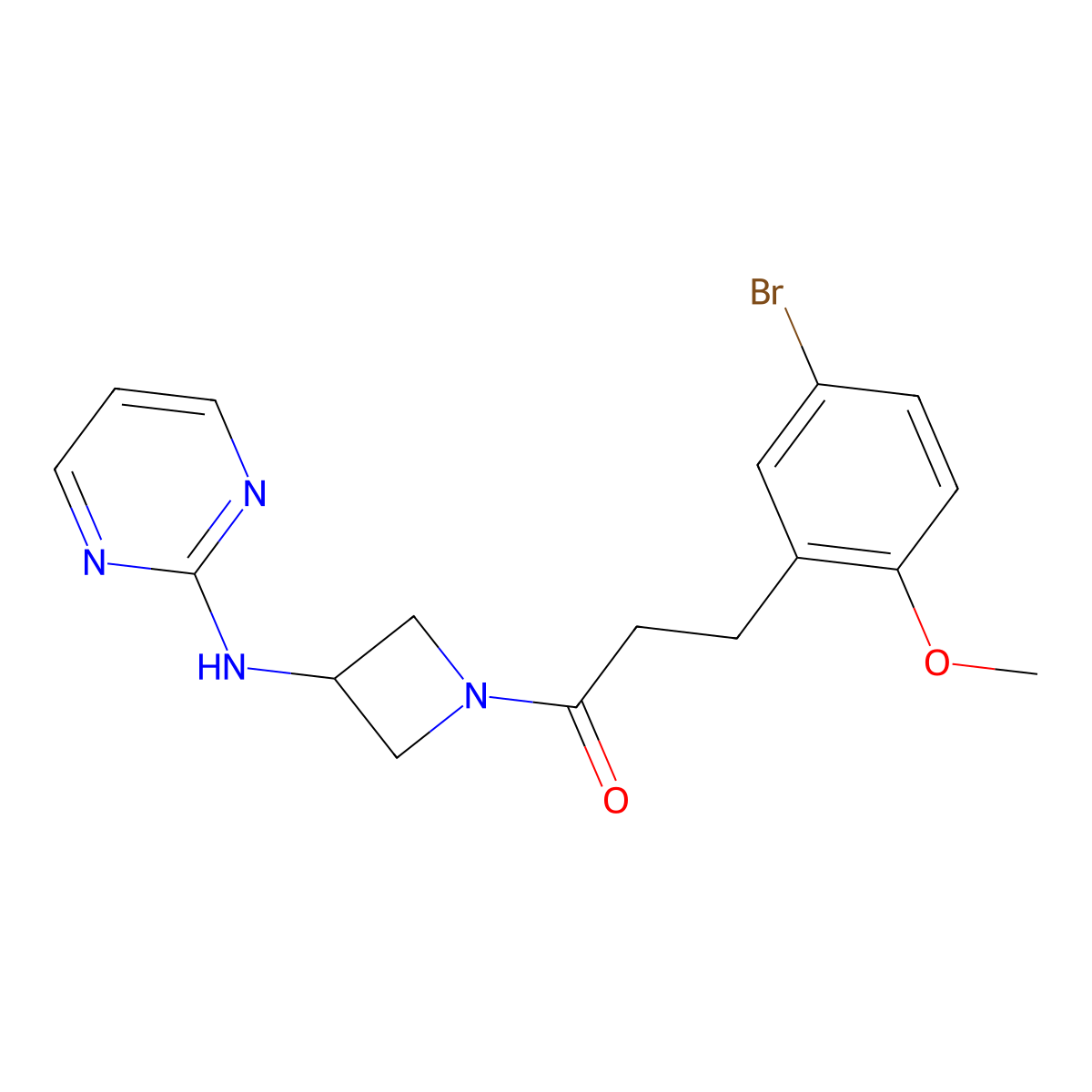 3-(5-Bromo-2-methoxyphenyl)-1-(3-(pyrimidin-2-ylamino)azetidin-1-yl)propan-1-one molecular structure, CAS 2034302-68-4