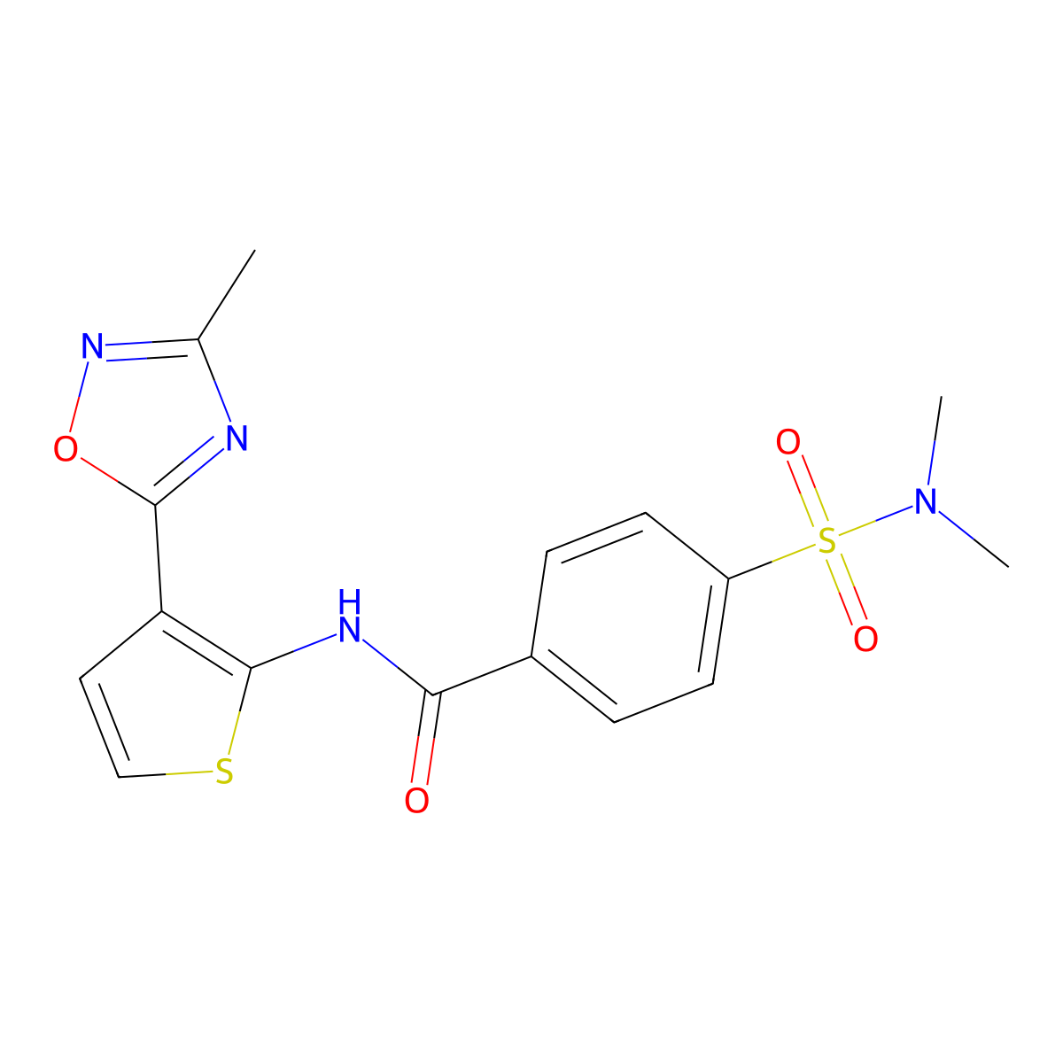 4-(dimethylsulfamoyl)-N-[3-(3-methyl-1,2,4-oxadiazol-5-yl)thiophen-2-yl]benzamide molecular structure, CAS 2034302-69-5