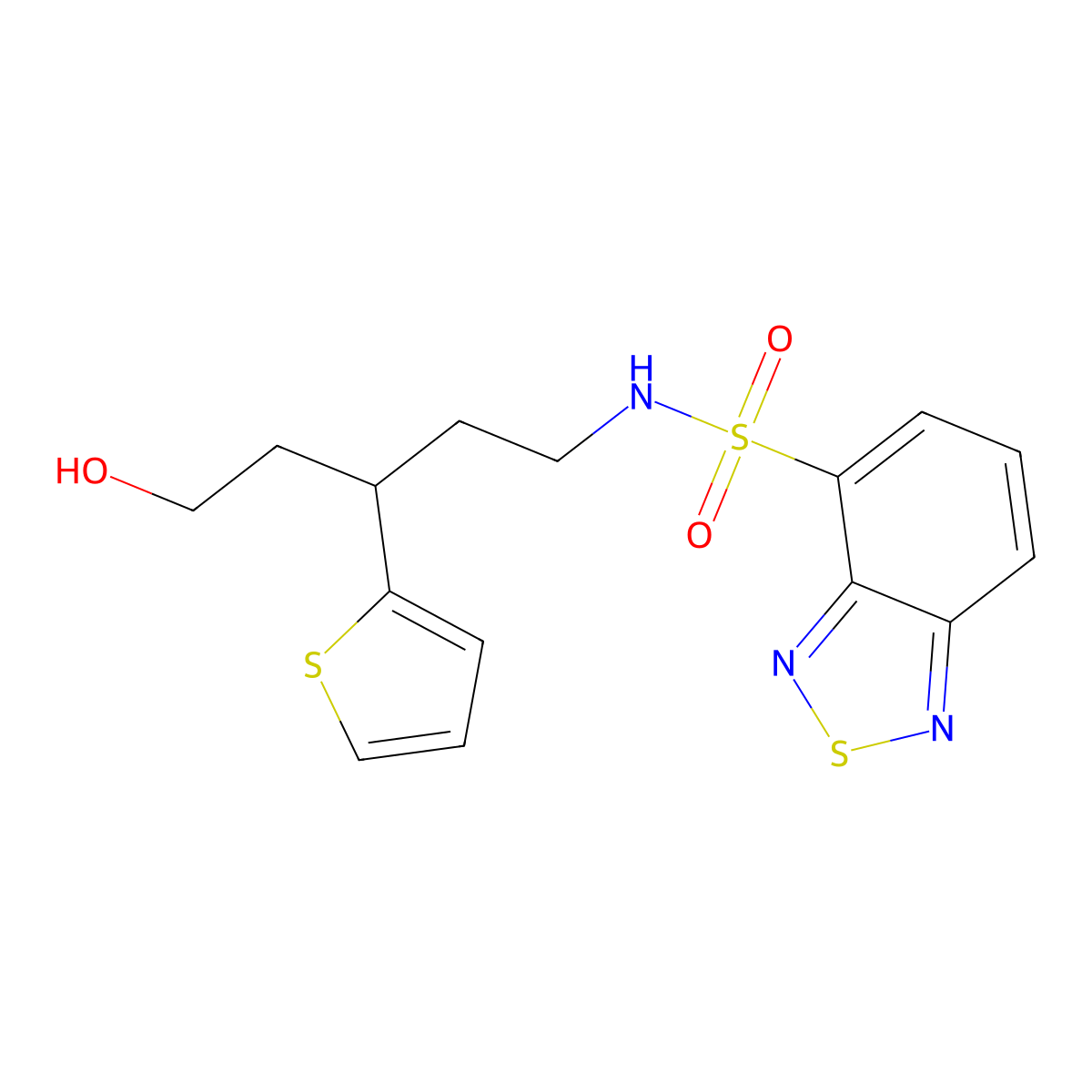 N-(5-hydroxy-3-(thiophen-2-yl)pentyl)benzo[c][1,2,5]thiadiazole-4-sulfonamide molecular structure, CAS 2034302-70-8