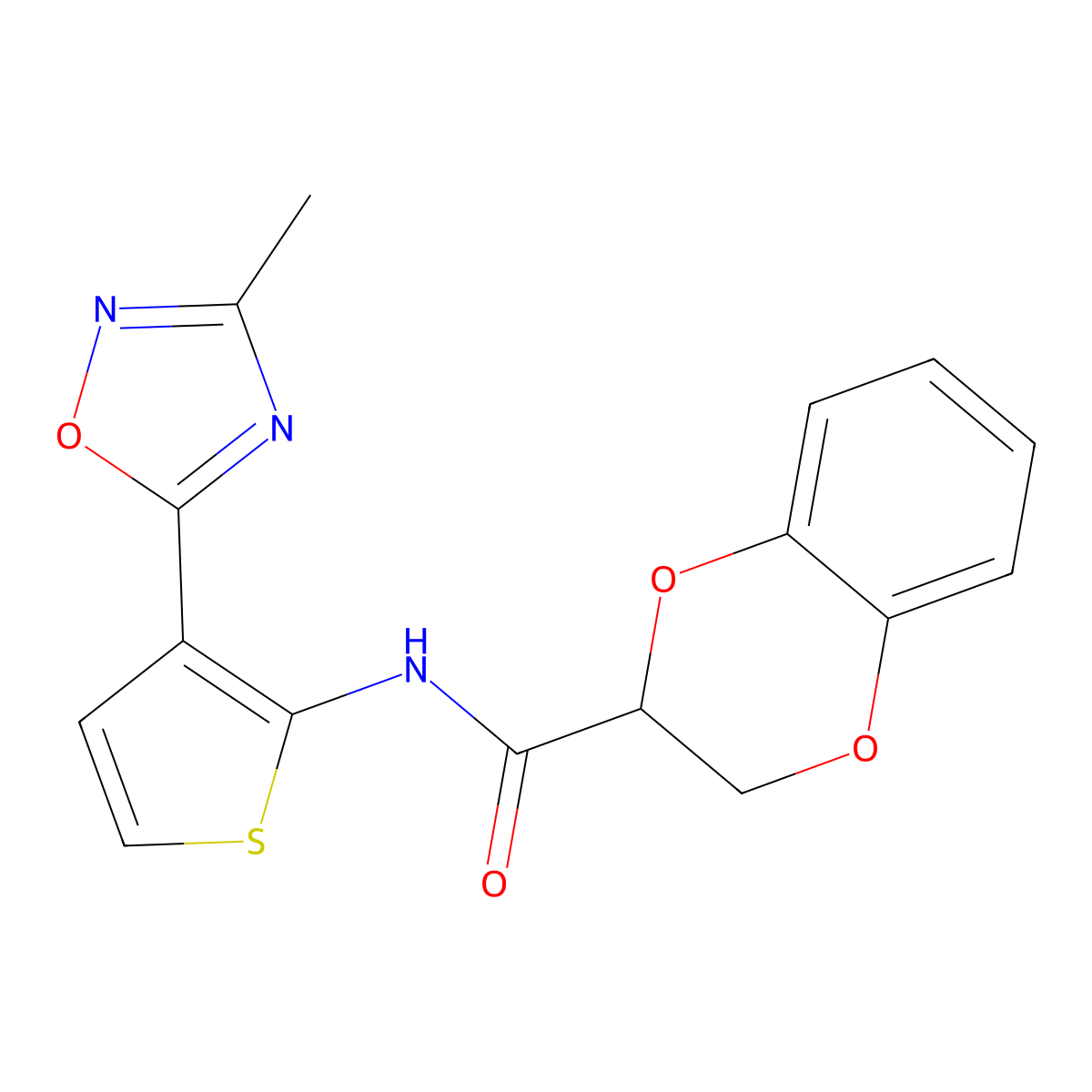 N-(3-(3-methyl-1,2,4-oxadiazol-5-yl)thiophen-2-yl)-2,3-dihydrobenzo[b][1,4]dioxine-2-carboxamide molecular structure, CAS 2034302-75-3