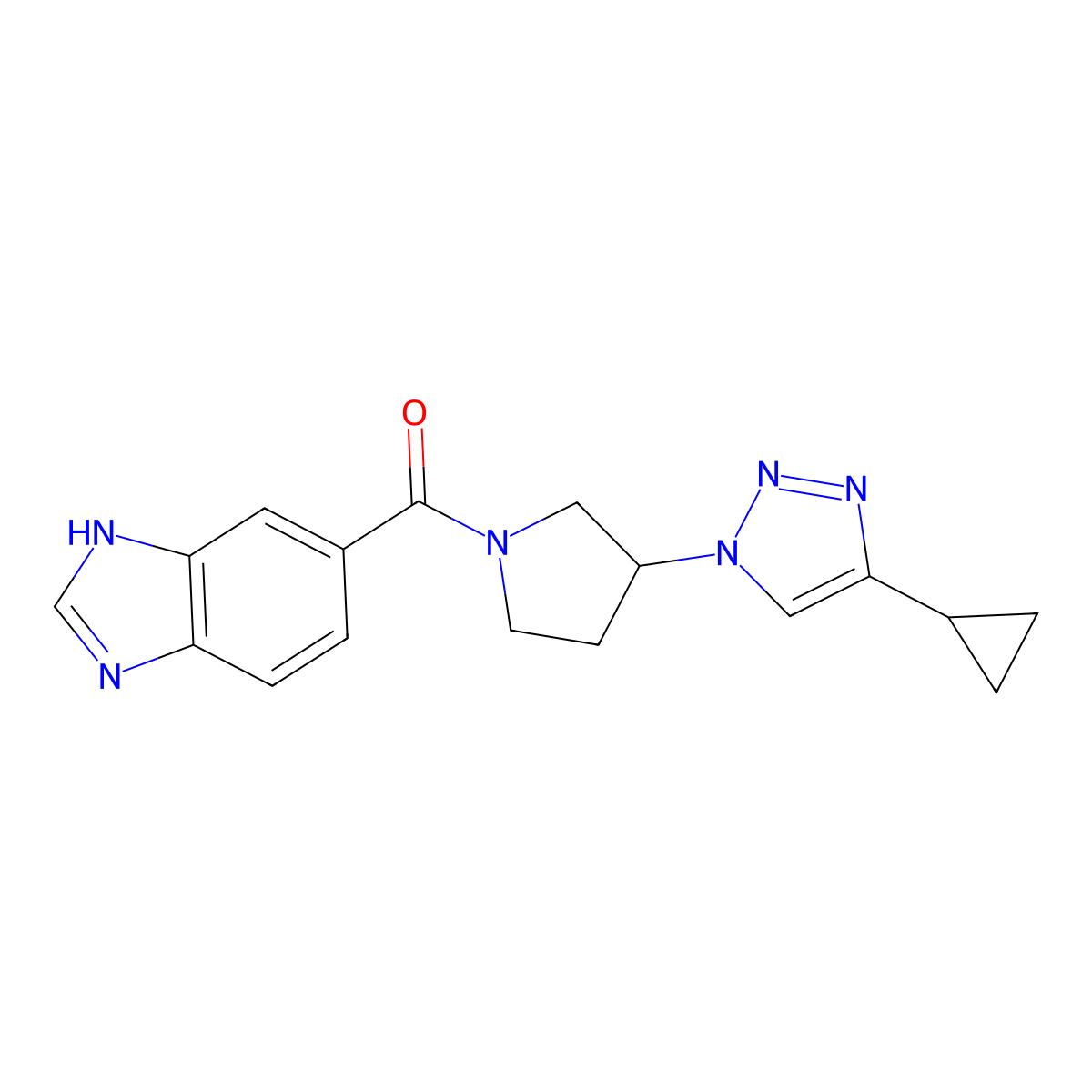 (1H-benzo[d]imidazol-5-yl)(3-(4-cyclopropyl-1H-1,2,3-triazol-1-yl)pyrrolidin-1-yl)methanone molecular structure, CAS 2034302-77-5