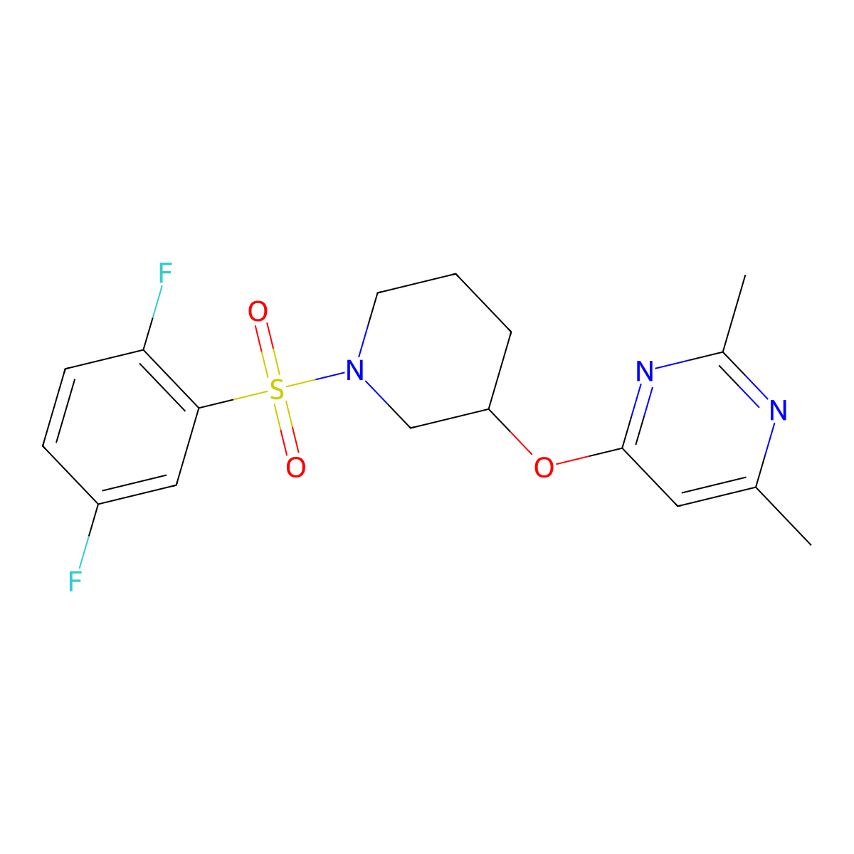 4-((1-((2,5-Difluorophenyl)sulfonyl)piperidin-3-yl)oxy)-2,6-dimethylpyrimidine molecular structure, CAS 2034302-80-0