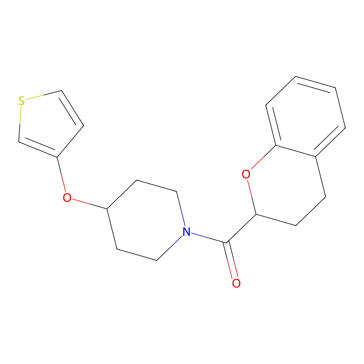Chroman-2-yl(4-(thiophen-3-yloxy)piperidin-1-yl)methanone molecular structure, CAS 2034302-90-2