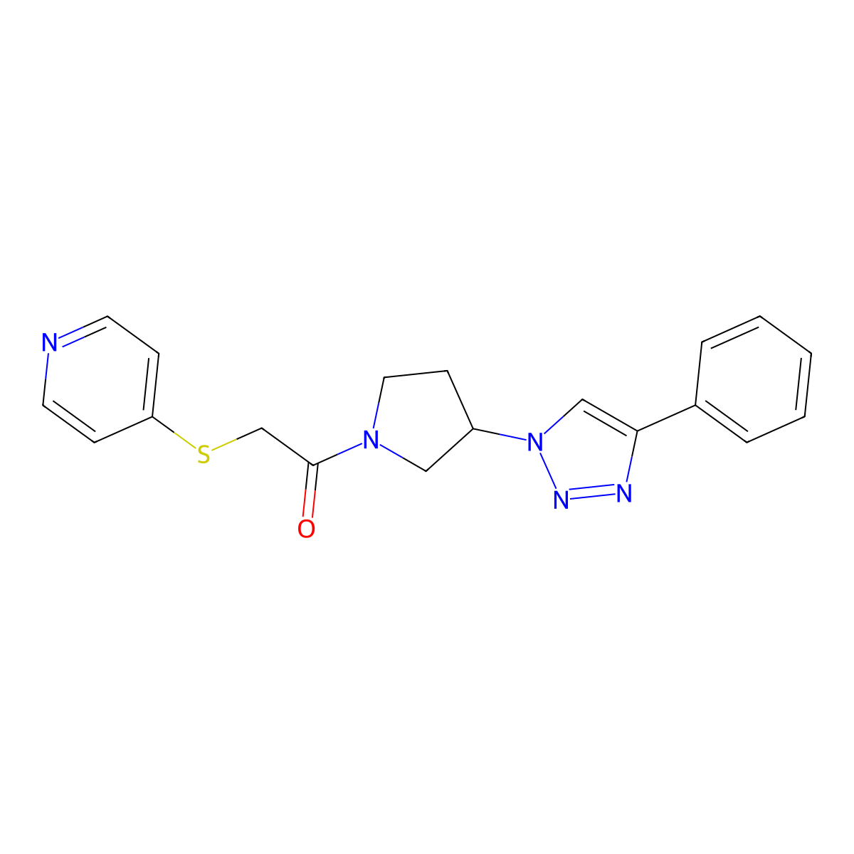 1-(3-(4-phenyl-1H-1,2,3-triazol-1-yl)pyrrolidin-1-yl)-2-(pyridin-4-ylthio)ethanone molecular structure, CAS 2034302-99-1