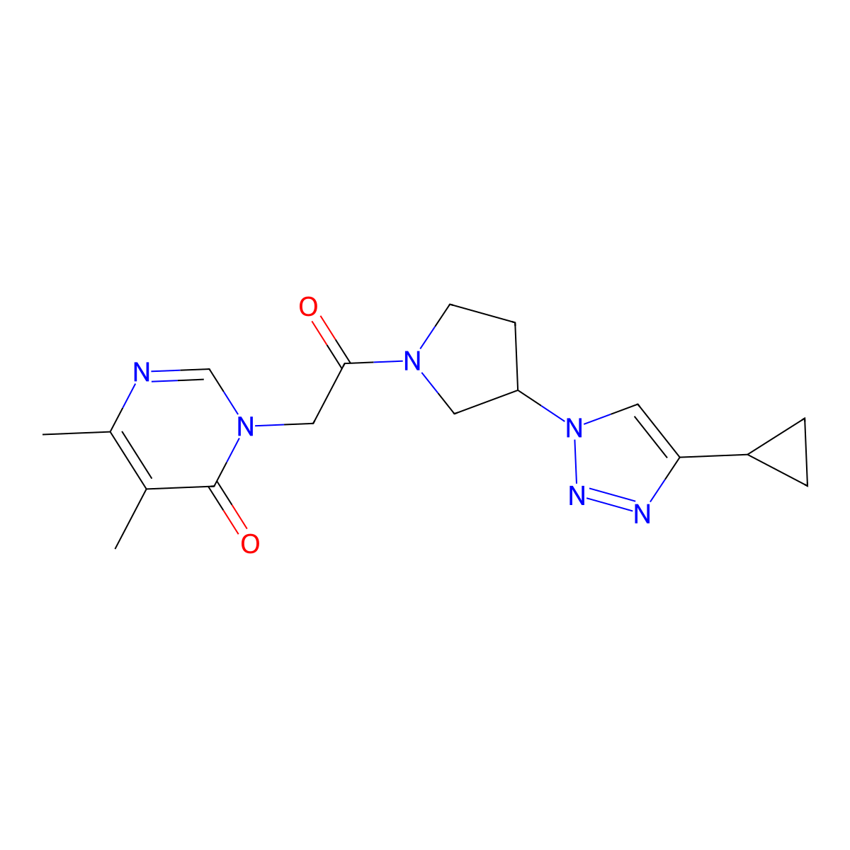3-(2-(3-(4-cyclopropyl-1H-1,2,3-triazol-1-yl)pyrrolidin-1-yl)-2-oxoethyl)-5,6-dimethylpyrimidin-4(3H)-one molecular structure, CAS 2034303-01-8