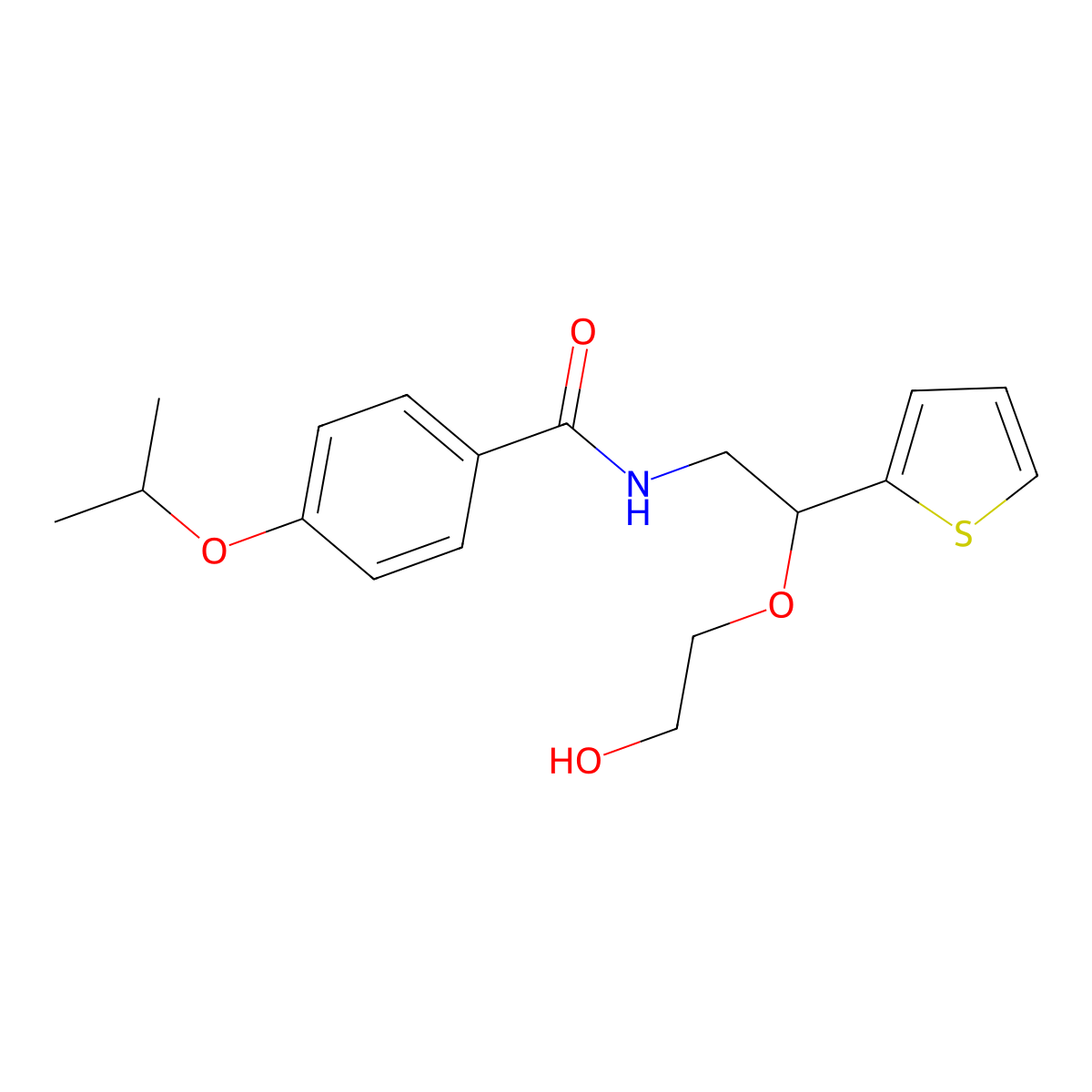 N-(2-(2-hydroxyethoxy)-2-(thiophen-2-yl)ethyl)-4-isopropoxybenzamide molecular structure, CAS 2034303-02-9