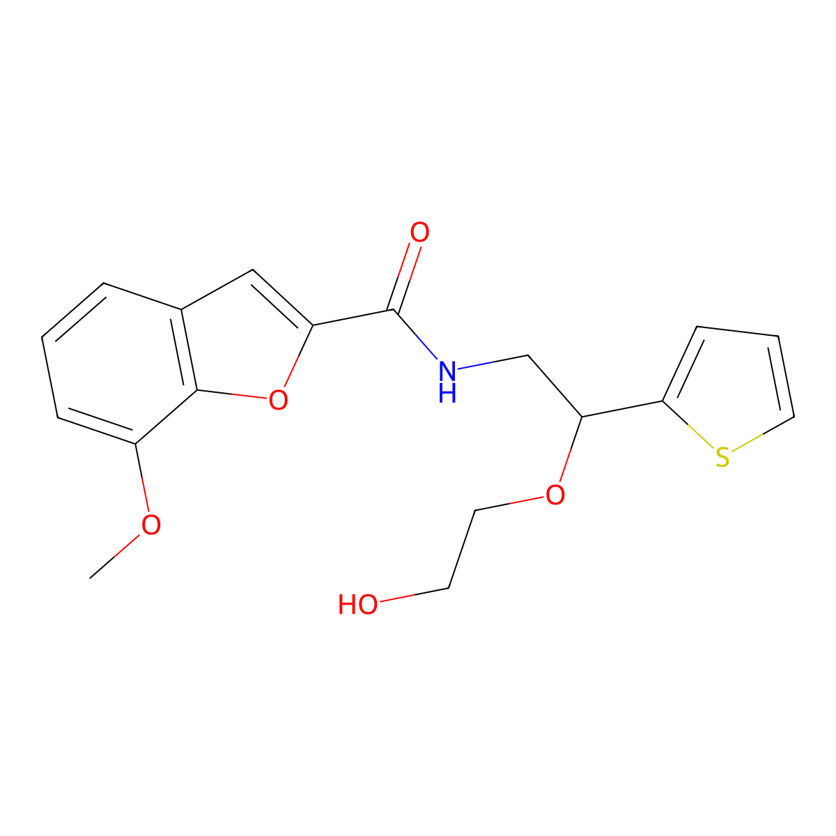 N-(2-(2-hydroxyethoxy)-2-(thiophen-2-yl)ethyl)-7-methoxybenzofuran-2-carboxamide molecular structure, CAS 2034303-07-4
