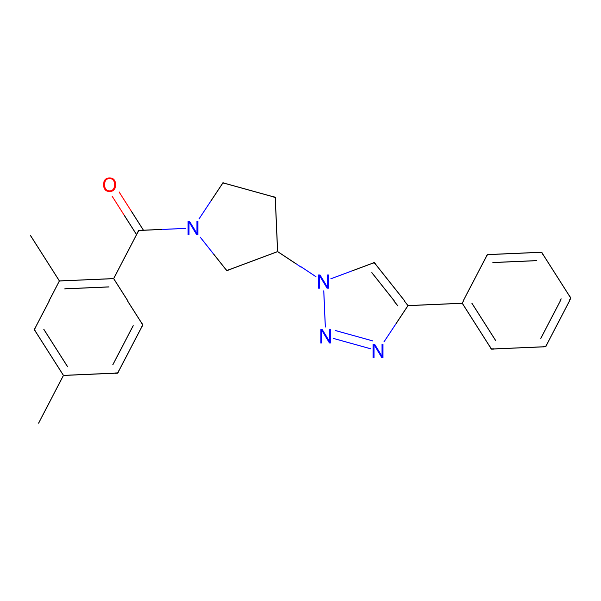 (2,4-dimethylphenyl)(3-(4-phenyl-1H-1,2,3-triazol-1-yl)pyrrolidin-1-yl)methanone molecular structure, CAS 2034303-08-5