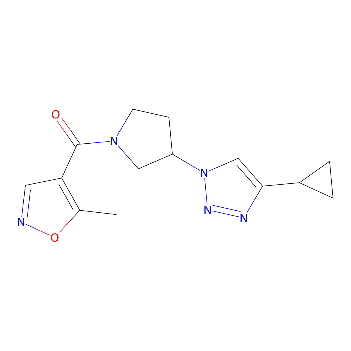 (3-(4-cyclopropyl-1H-1,2,3-triazol-1-yl)pyrrolidin-1-yl)(5-methylisoxazol-4-yl)methanone molecular structure, CAS 2034303-09-6