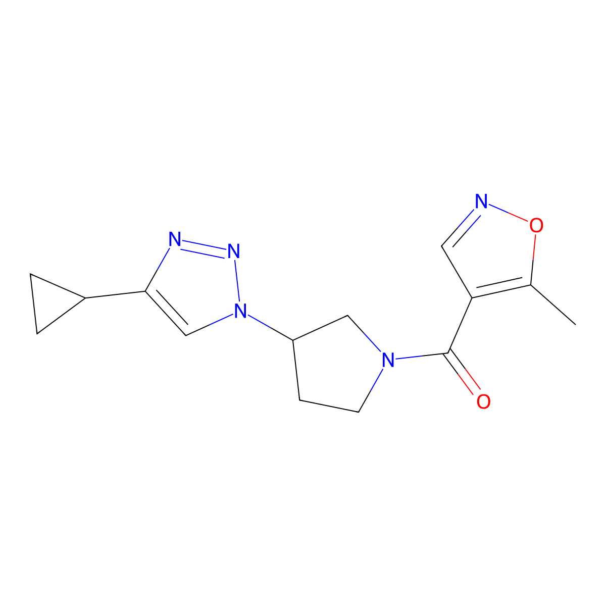 (3-(4-cyclopropyl-1H-1,2,3-triazol-1-yl)pyrrolidin-1-yl)(5-methylisoxazol-4-yl)methanone molecular structure, CAS 2034303-09-6