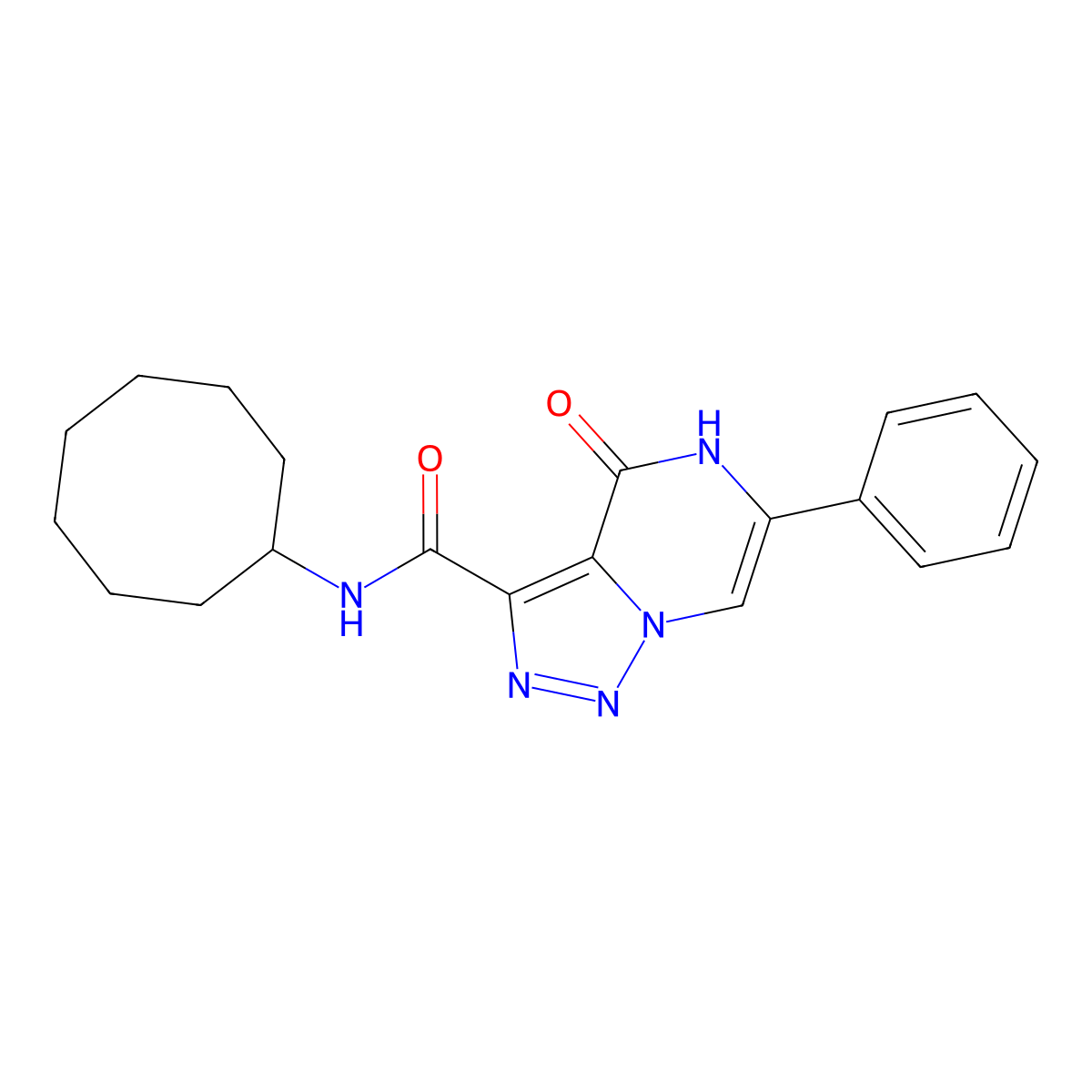 N-cyclooctyl-4-oxo-6-phenyl-4,5-dihydro[1,2,3]triazolo[1,5-a]pyrazine-3-carboxamide molecular structure, CAS 2034303-12-1