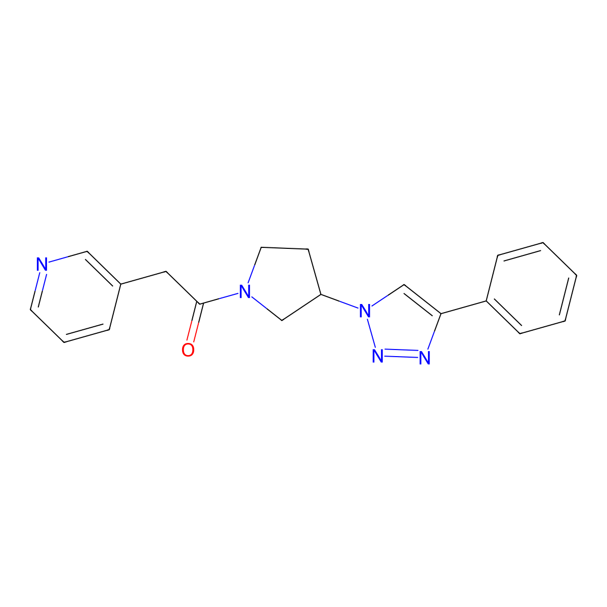 1-(3-(4-phenyl-1H-1,2,3-triazol-1-yl)pyrrolidin-1-yl)-2-(pyridin-3-yl)ethanone molecular structure, CAS 2034303-14-3