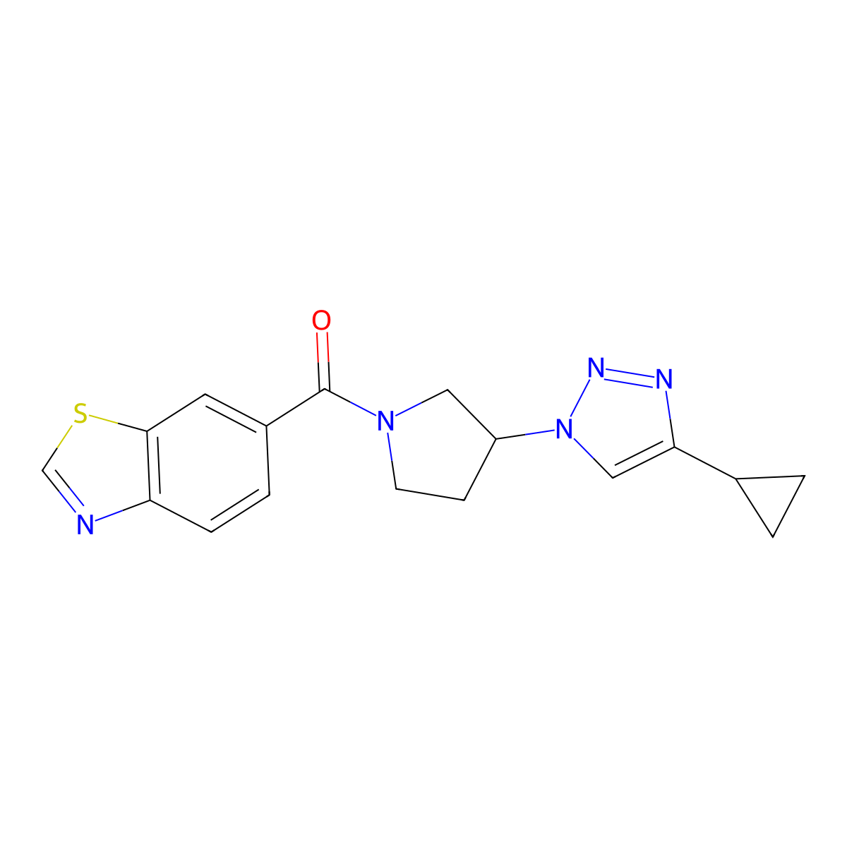 benzo[d]thiazol-6-yl(3-(4-cyclopropyl-1H-1,2,3-triazol-1-yl)pyrrolidin-1-yl)methanone molecular structure, CAS 2034303-15-4