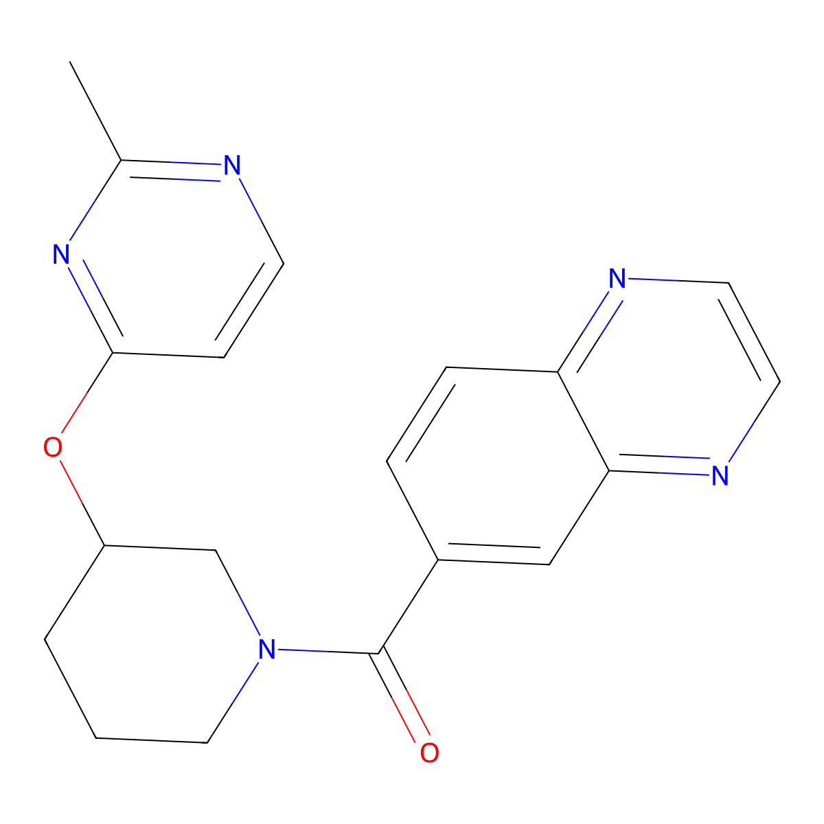 (3-((2-Methylpyrimidin-4-yl)oxy)piperidin-1-yl)(quinoxalin-6-yl)methanone molecular structure, CAS 2034303-17-6