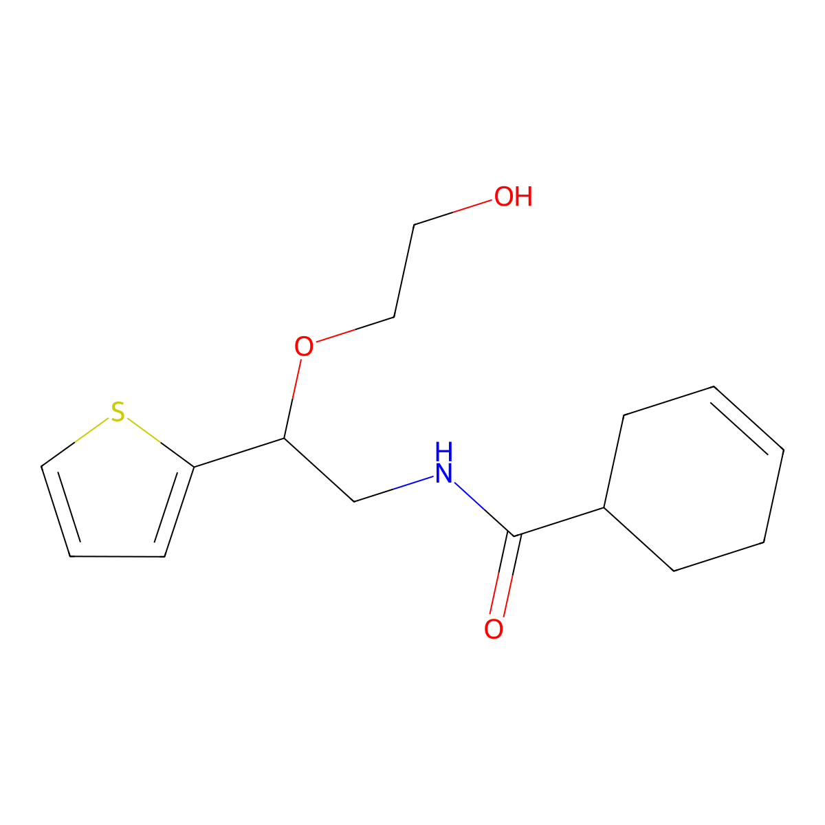 N-(2-(2-hydroxyethoxy)-2-(thiophen-2-yl)ethyl)cyclohex-3-enecarboxamide molecular structure, CAS 2034303-20-1