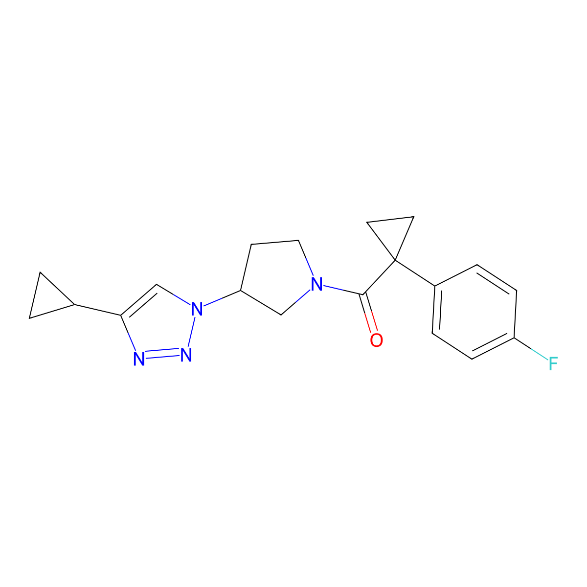 (3-(4-cyclopropyl-1H-1,2,3-triazol-1-yl)pyrrolidin-1-yl)(1-(4-fluorophenyl)cyclopropyl)methanone molecular structure, CAS 2034303-22-3