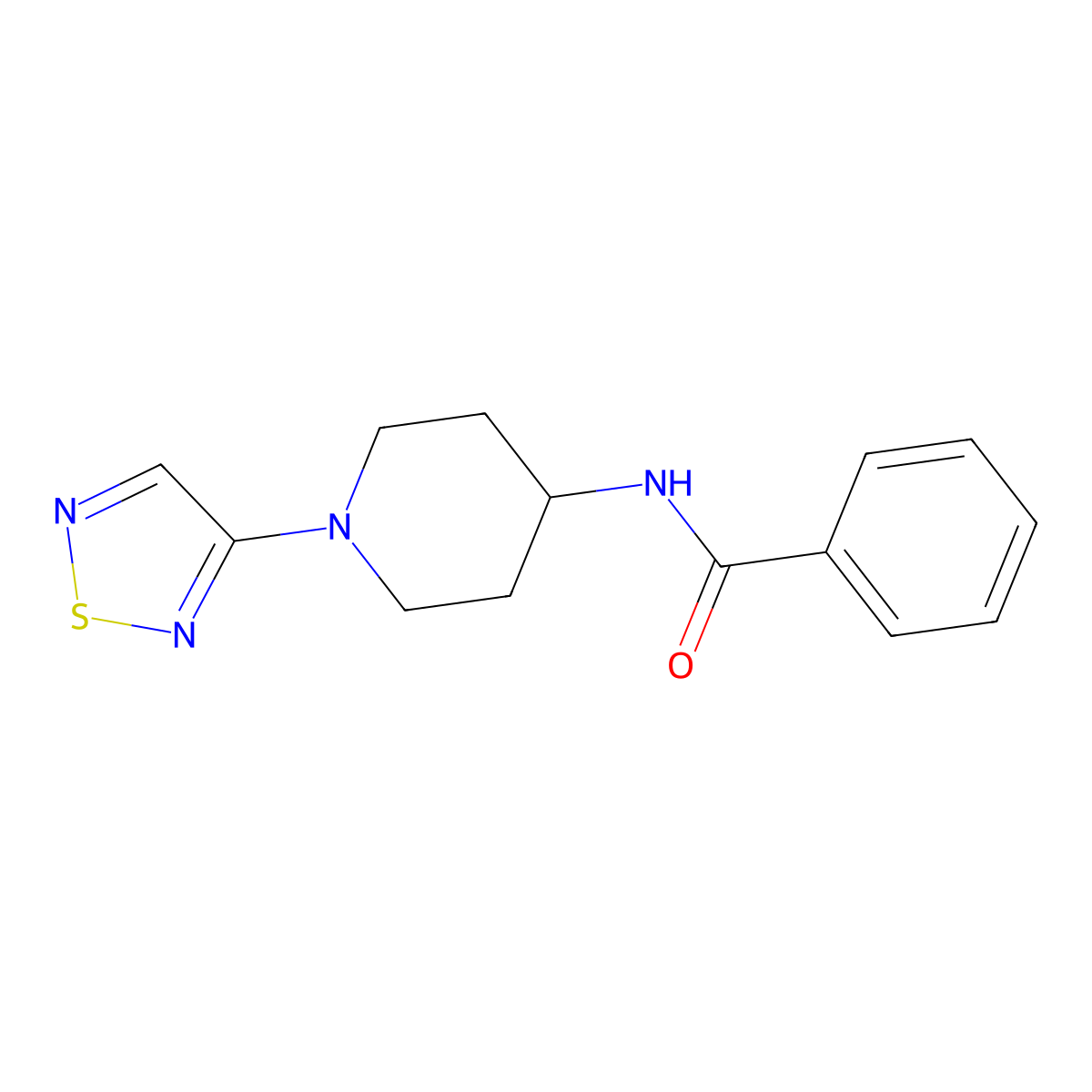 N-[1-(1,2,5-thiadiazol-3-yl)piperidin-4-yl]benzamide molecular structure, CAS 2034303-23-4