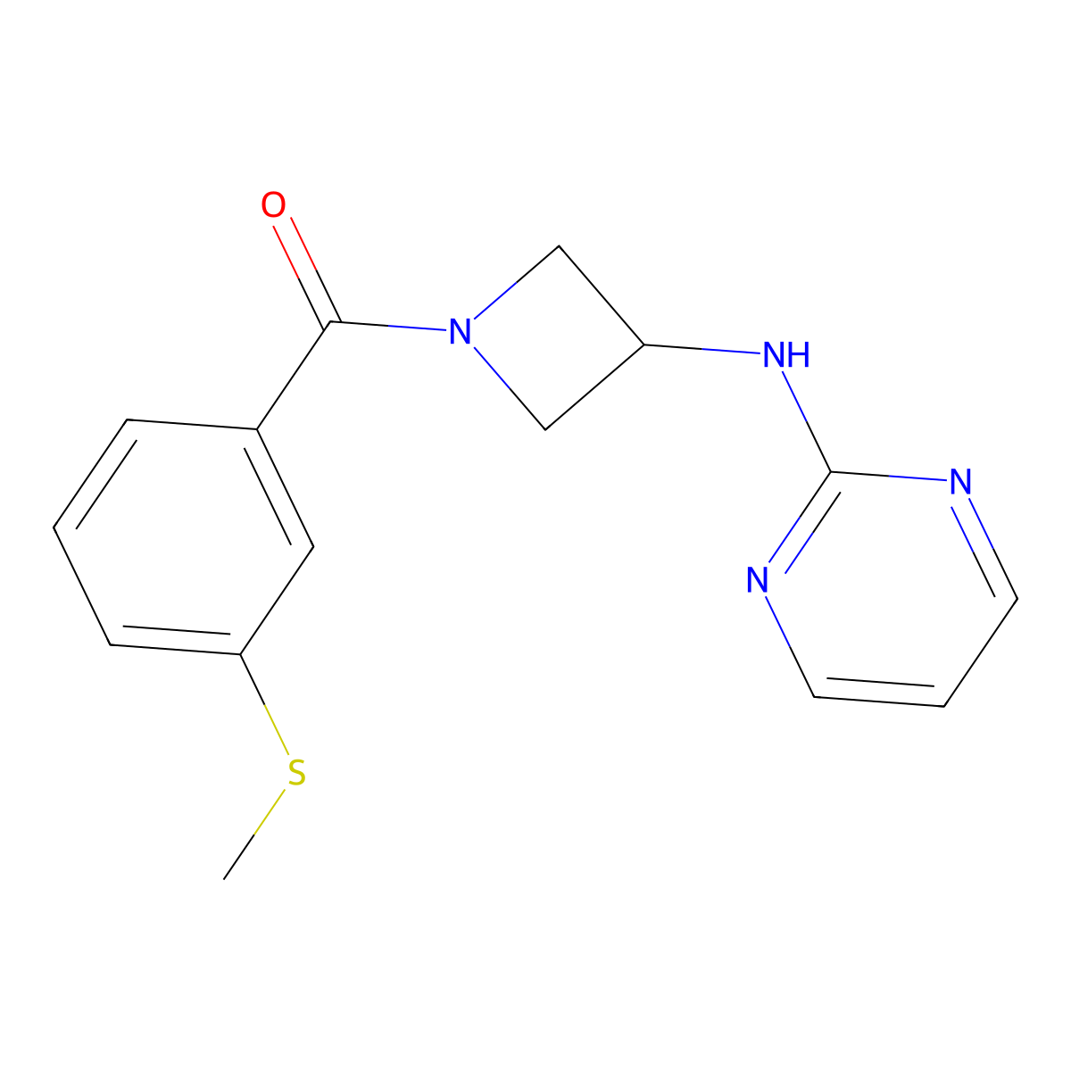 (3-(Methylthio)phenyl)(3-(pyrimidin-2-ylamino)azetidin-1-yl)methanone molecular structure, CAS 2034303-27-8
