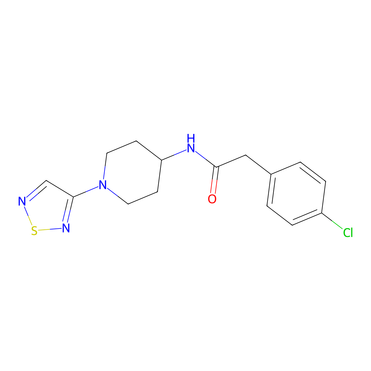 2-(4-chlorophenyl)-N-[1-(1,2,5-thiadiazol-3-yl)piperidin-4-yl]acetamide molecular structure, CAS 2034303-29-0