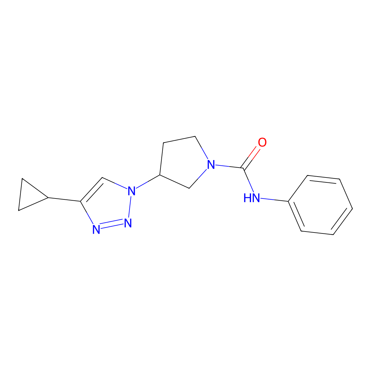 3-(4-cyclopropyl-1H-1,2,3-triazol-1-yl)-N-phenylpyrrolidine-1-carboxamide molecular structure, CAS 2034303-32-5