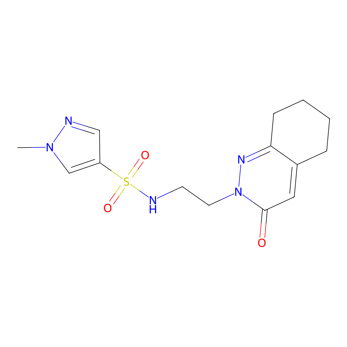 1-methyl-N-(2-(3-oxo-5,6,7,8-tetrahydrocinnolin-2(3H)-yl)ethyl)-1H-pyrazole-4-sulfonamide molecular structure, CAS 2034303-40-5