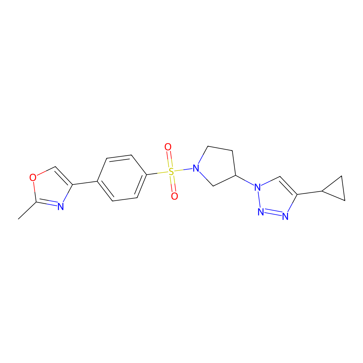 4-(4-((3-(4-cyclopropyl-1H-1,2,3-triazol-1-yl)pyrrolidin-1-yl)sulfonyl)phenyl)-2-methyloxazole molecular structure, CAS 2034303-45-0