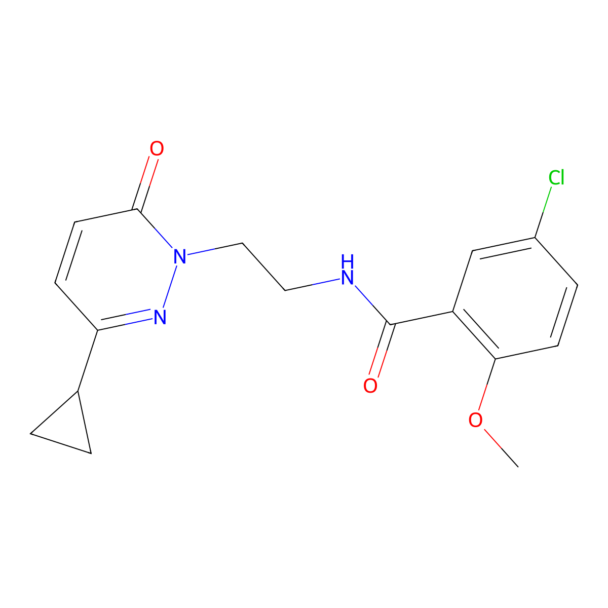 5-chloro-N-(2-(3-cyclopropyl-6-oxopyridazin-1(6H)-yl)ethyl)-2-methoxybenzamide molecular structure, CAS 2034303-47-2