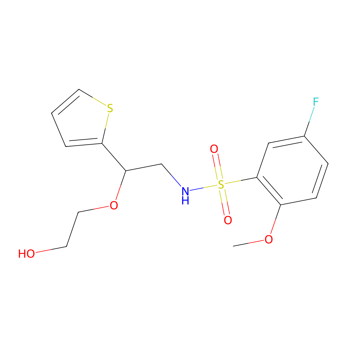 5-fluoro-N-(2-(2-hydroxyethoxy)-2-(thiophen-2-yl)ethyl)-2-methoxybenzenesulfonamide molecular structure, CAS 2034303-51-8
