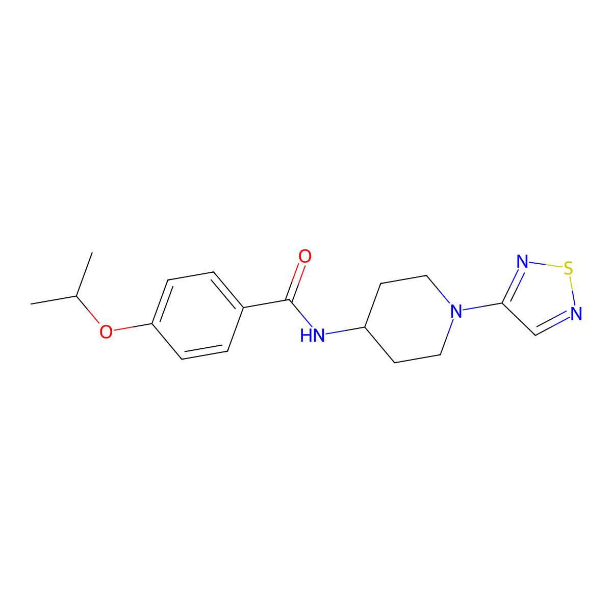 4-(propan-2-yloxy)-N-[1-(1,2,5-thiadiazol-3-yl)piperidin-4-yl]benzamide molecular structure, CAS 2034303-52-9