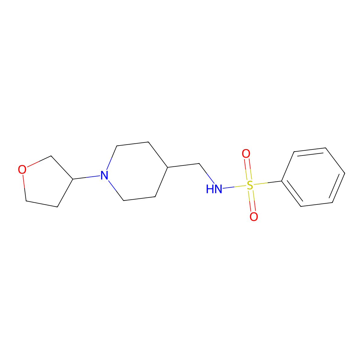N-((1-(tetrahydrofuran-3-yl)piperidin-4-yl)methyl)benzenesulfonamide molecular structure, CAS 2034303-53-0