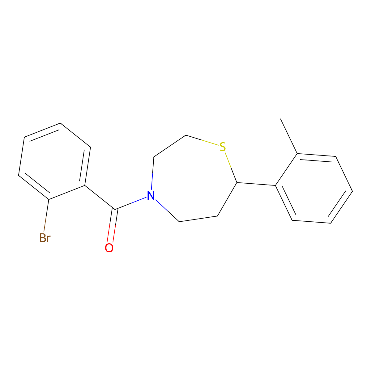 (2-Bromophenyl)(7-(o-tolyl)-1,4-thiazepan-4-yl)methanone molecular structure, CAS 2034303-58-5