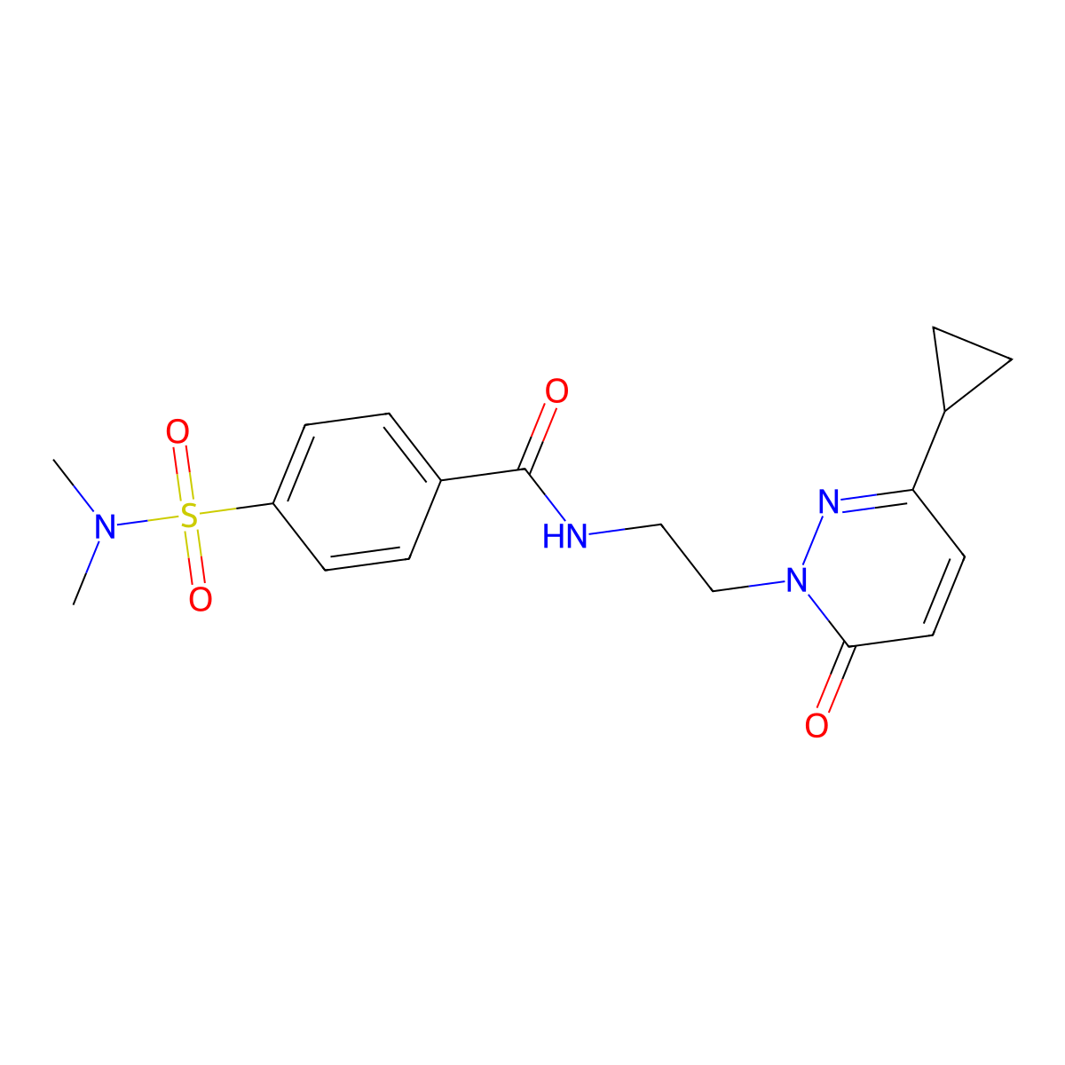 N-[2-(3-cyclopropyl-6-oxo-1,6-dihydropyridazin-1-yl)ethyl]-4-(dimethylsulfamoyl)benzamide molecular structure, CAS 2034303-60-9